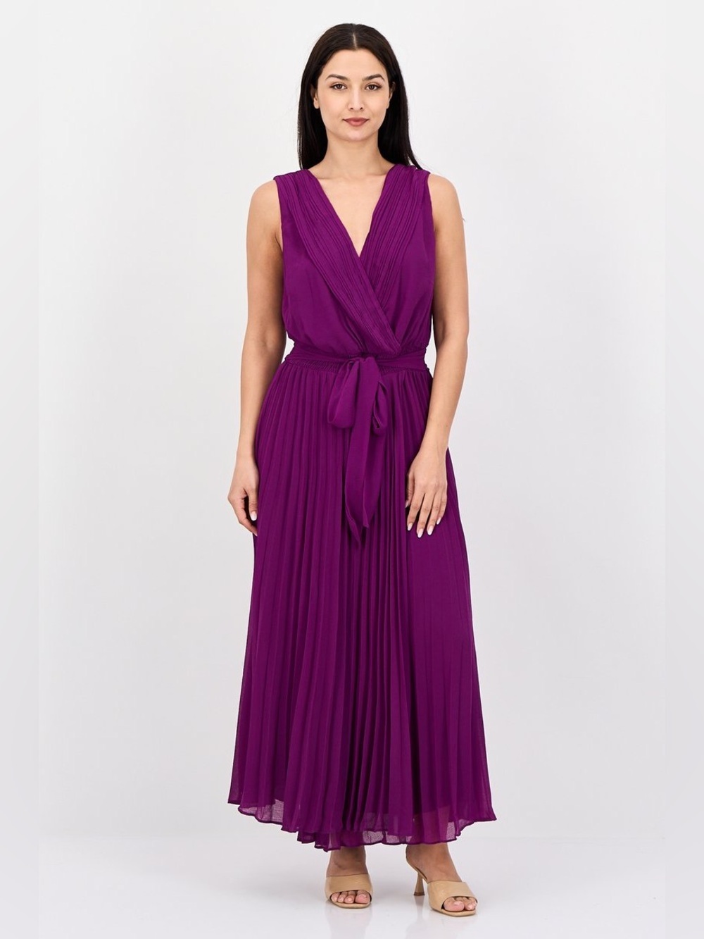 NWT City Chic Plum Purple Dreamy Pleated v Neck Maxi dress wedding guest XXS/12